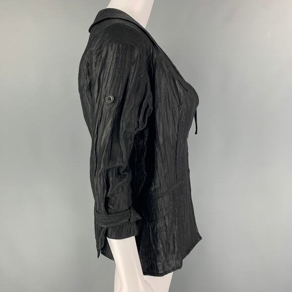 COSA NOSTRA Size M Black Silk Blend Wrinkled Jacket - Picture 2 of 4